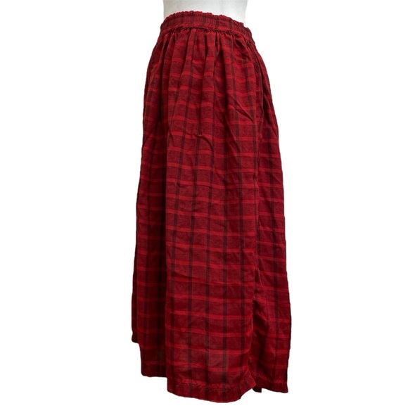 Jr. Priorities Vintage 80s Red Plaid Button Front Preppy Midi Skirt - Picture 2 of 9